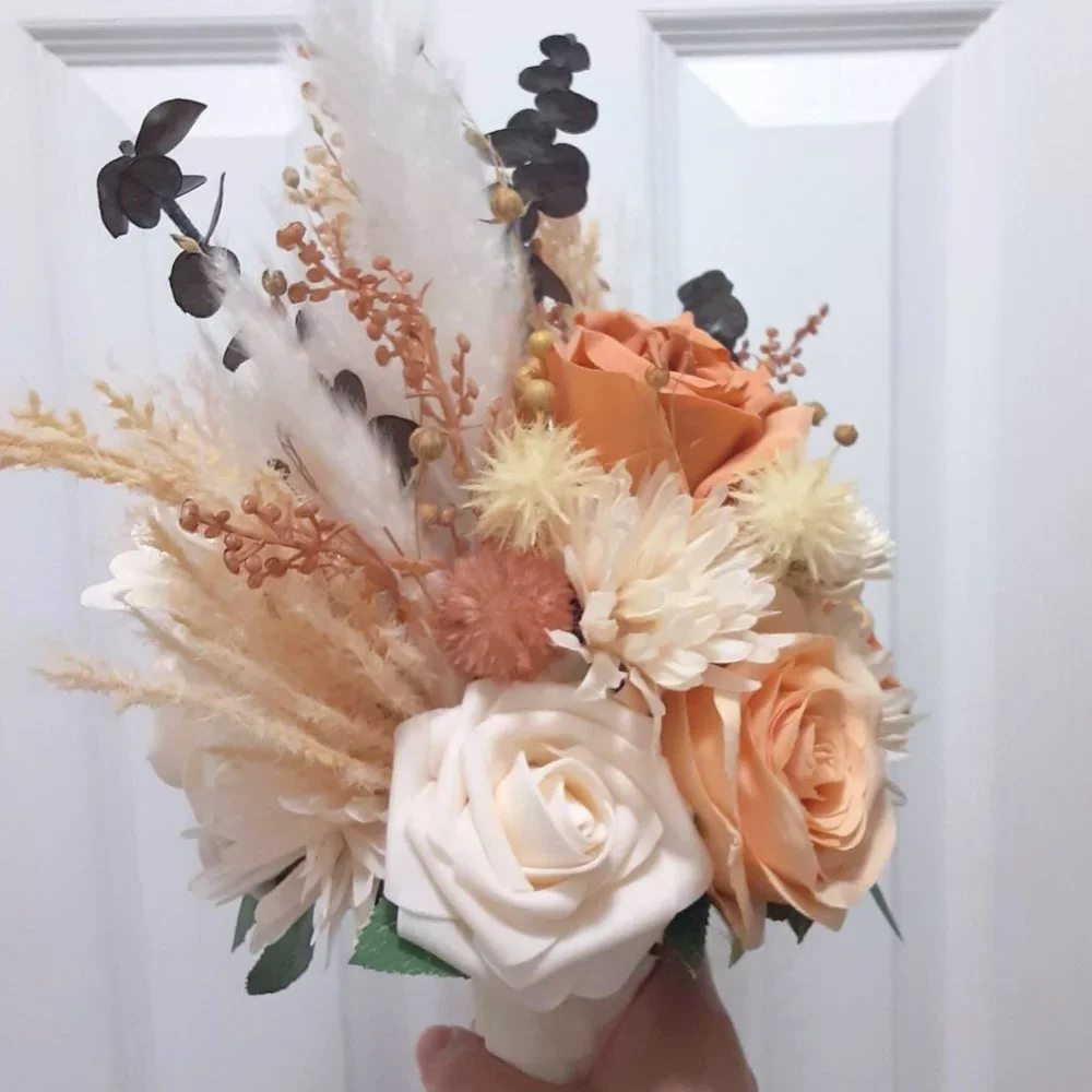Handmade Fall Wedding Bouquet, Terracotta